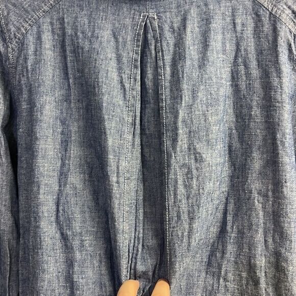 Free People Linen V-Neck Collar Long Sleeve Mini Dress w/ Pockets- Size XS - Picture 13 of 16